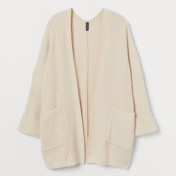 H&M Sweaters - H&M - oversized, light beige, chenille, open cardigan